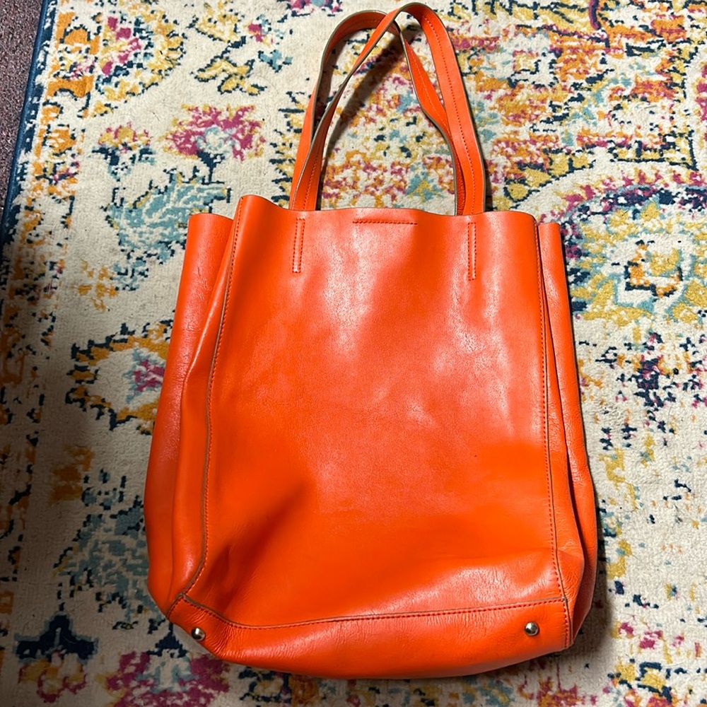 Banana Republic Orange Asbury Split Leather tote